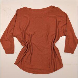 Chico's Cashmere Blend Sz 0 S Sweater Solid Rust Orange Women's Ribbed Pullover